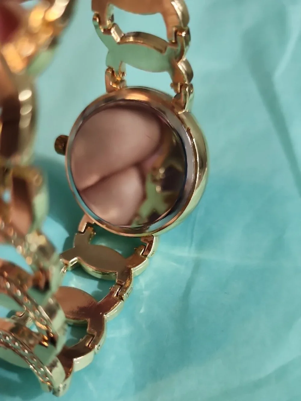 Gold-Tone Women's Bracelet Watch with Pink Flamingo Dial